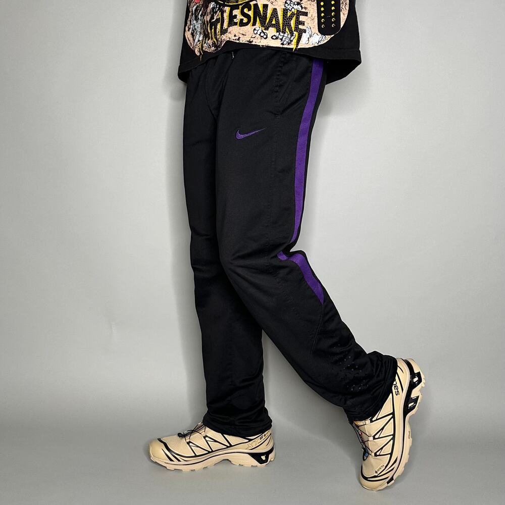 Vintage Y2K Nike Elite Sweatpants Mens S Baggy Black Purple Swoosh Polyester